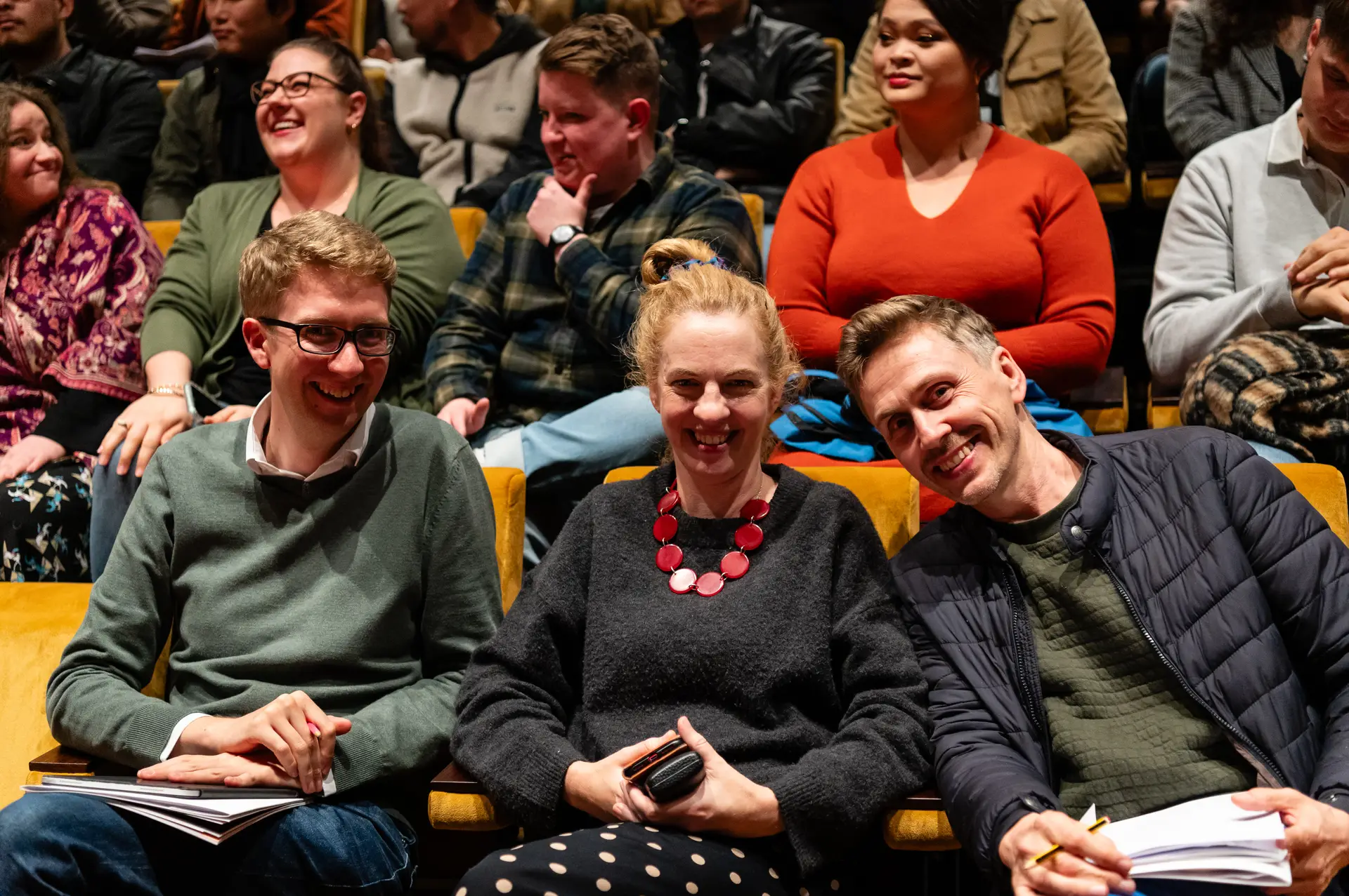 The three competition pianists Ian Tindale, Fran Hills and Markus Zugehör